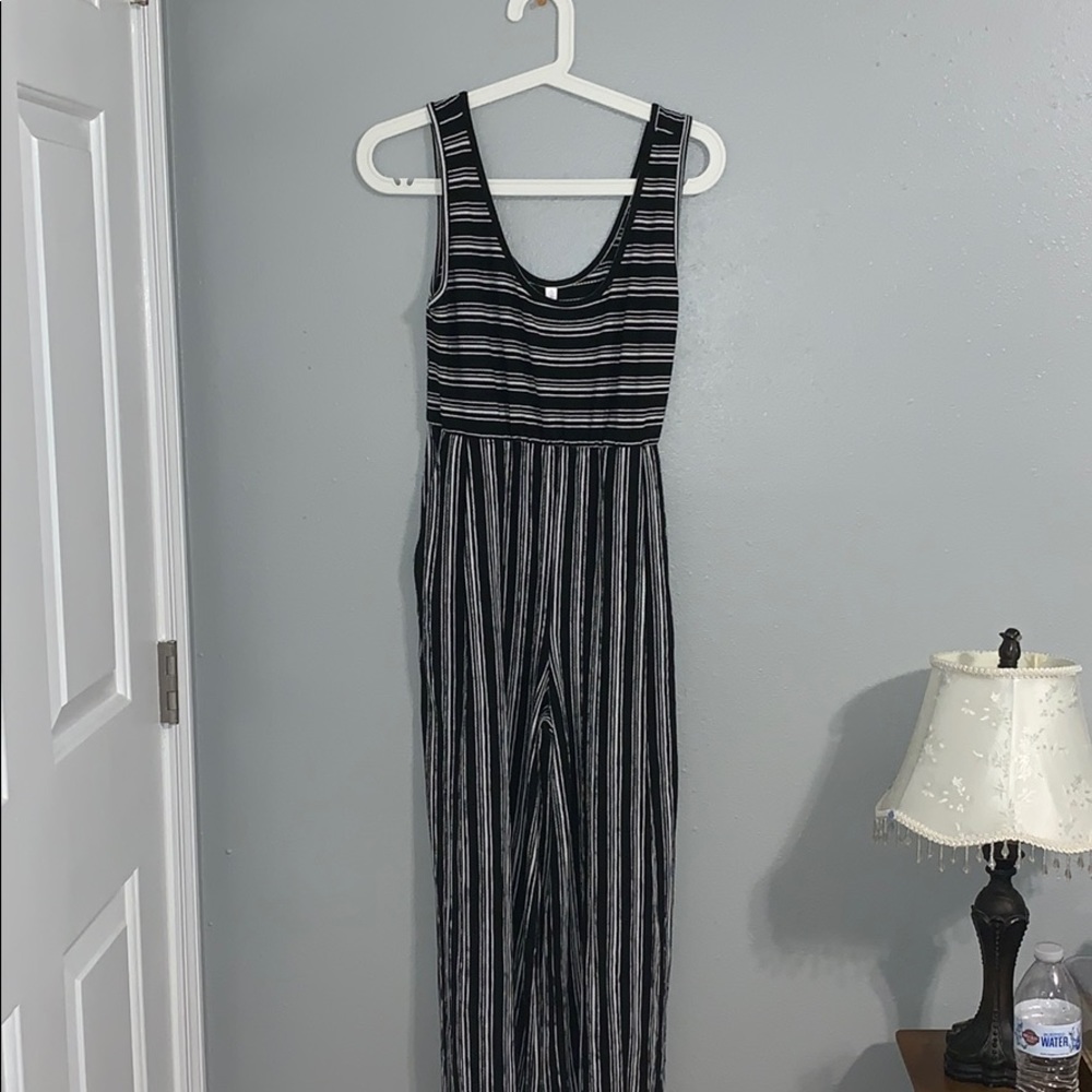 Striped Black and White Jump Suit
